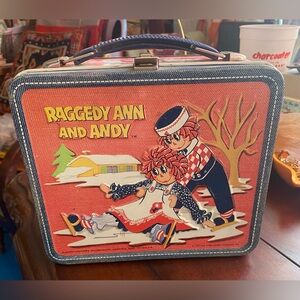 Raggedy Ann and Andy Vintage Tin Lunchbox - Red & Blue